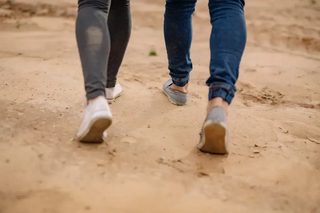Couple walking together during quality time