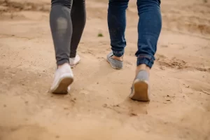 Couple walking together during quality time