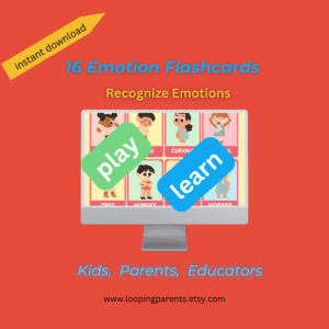 emotion flashcards for kids showing different facial expressions